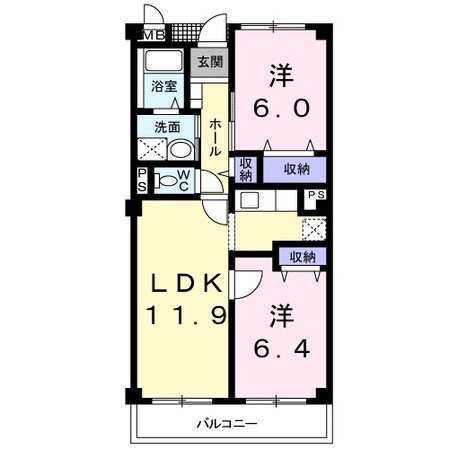 ブロッサム松山　Ｎ館の物件間取画像